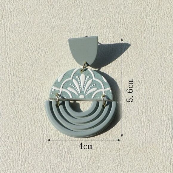 Floral Pattern Round Drop Earrings - Picture 4 of 10